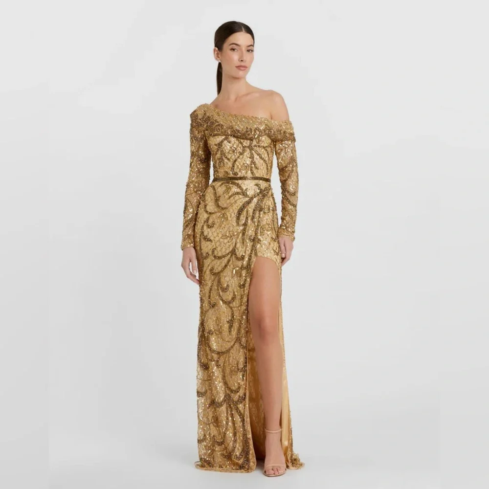 Mac Duggal Gold One Shoulder Dress - Picture 16 of 16